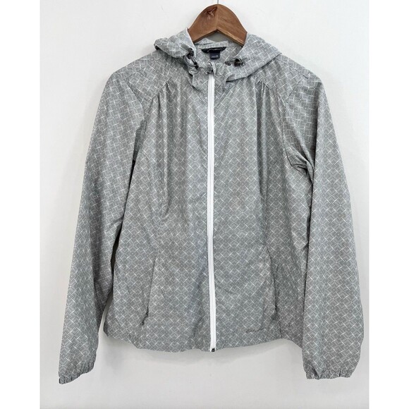 Eddie Bauer Jacket Womens Medium Grey Full Zip Windbreaker Rain Coat Medium - Picture 1 of 8